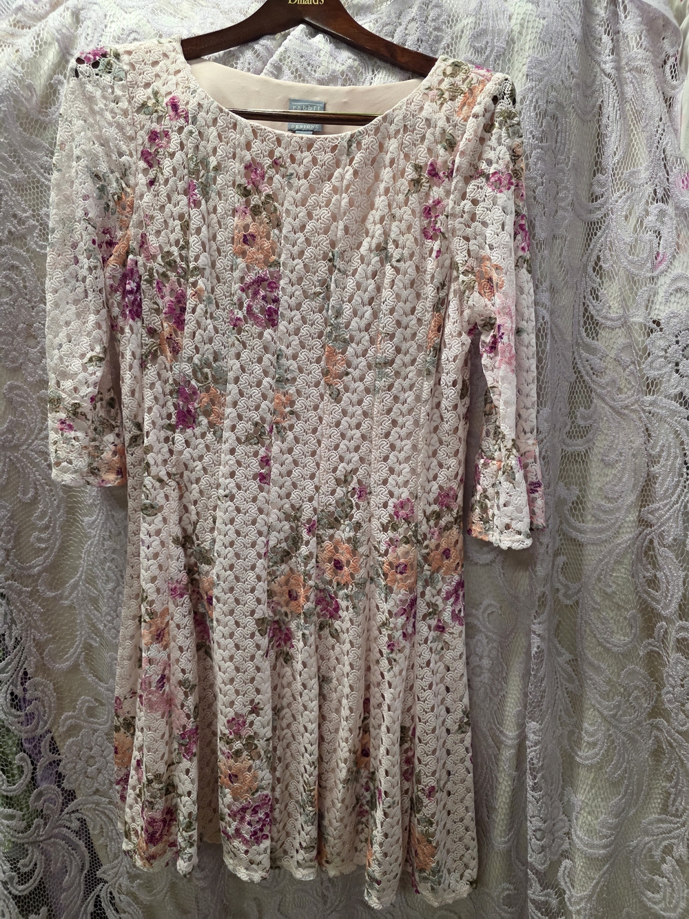 Rabbit Rabbit Rabbit Light Pink Floral Lace Midi Dress